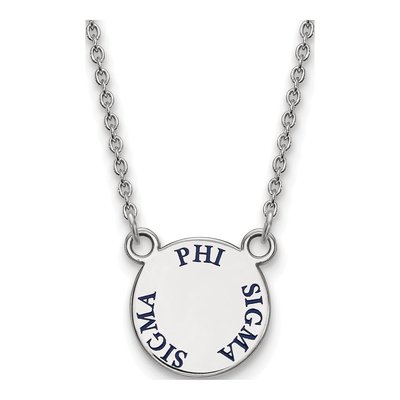Phi Sigma Sigma Sterling Silver Sorority Text Small Color Enamel Necklace