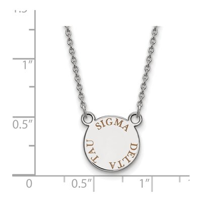 Sigma Delta Tau Sterling Silver Sorority Text Small Color Enamel Necklace – view 2