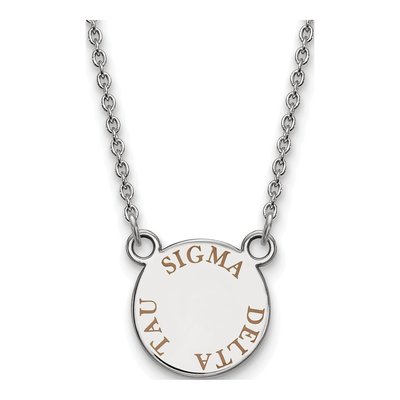 Sigma Delta Tau Sterling Silver Sorority Text Small Color Enamel Necklace