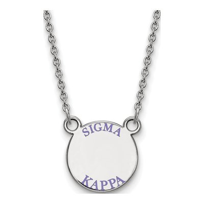 Sigma Kappa Sterling Silver Small Enamel Necklace