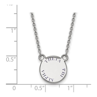 Theta Phi Alpha Sterling Silver Sorority Text Small Color Enamel Pendant Necklace – view 2