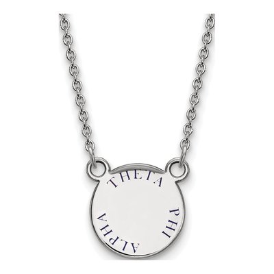 Theta Phi Alpha Sterling Silver Sorority Text Small Color Enamel Pendant Necklace
