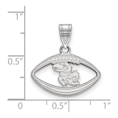 University of Kansas Sterling Silver Medium Jayhawk Football Pendant – view 2