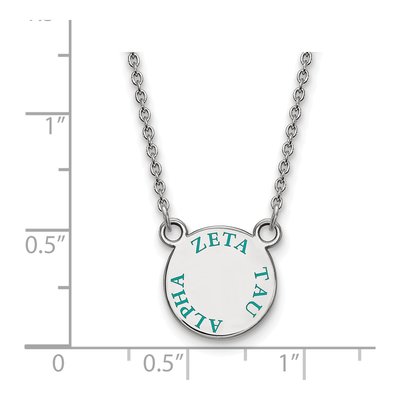 Zeta Tau Alpha Sterling Silver Sorority Text Small Color Enamel Necklace – view 2