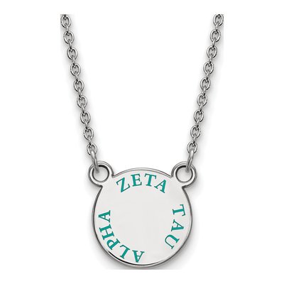 Zeta Tau Alpha Sterling Silver Sorority Text Small Color Enamel Necklace
