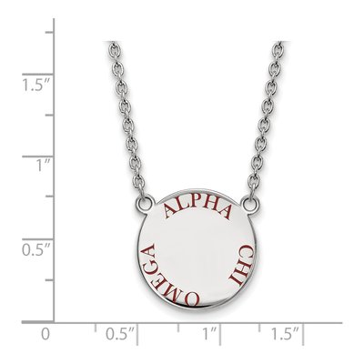 Alpha Chi Omega Sterling Silver Sorority Text Large Color Enamel Necklace – view 2