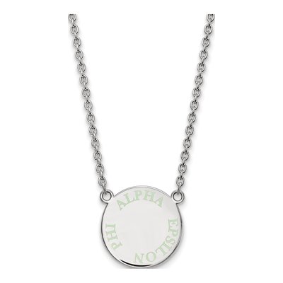 Alpha Epsilon Phi Sterling Silver Sorority Text Small Color Enamel Necklace