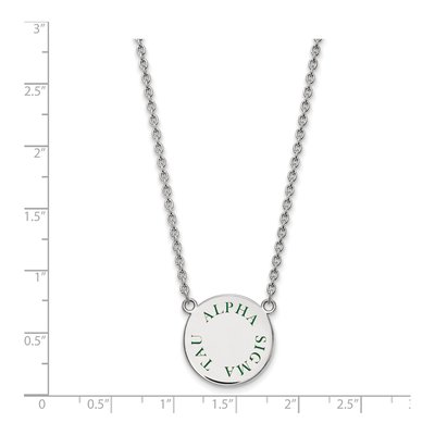 Alpha Sigma Tau Sterling Silver Sorority Text Large Color Enamel Pendant Necklace – view 2