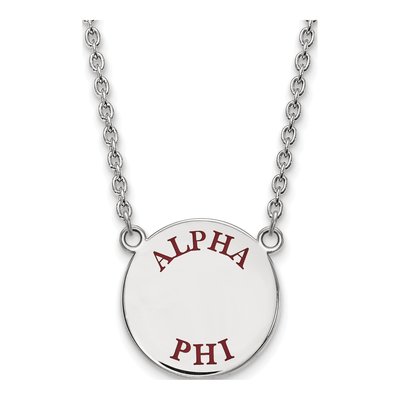 Alpha Phi Sterling Silver Large Enamel Pendant Necklace