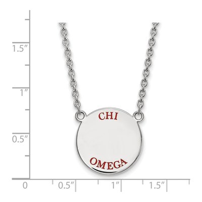 Chi Omega Sterling Silver Large Enamel Pendant Necklace – view 2