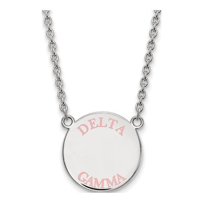 Delta Gamma Sterling Silver Large Enamel Necklace