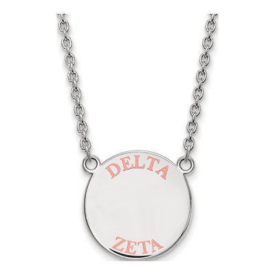 Delta Zeta Sterling Silver Large Enamel Pendant Necklace