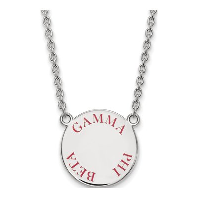 Gamma Phi Beta Sterling Silver Sorority Text Large Color Enamel Necklace