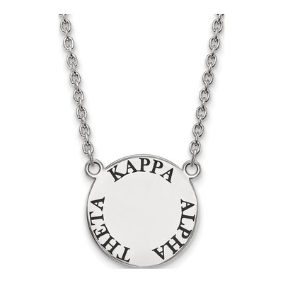 Kappa Alpha Theta Sterling Silver Sorority Text Large Color Enamel Pendant Necklace