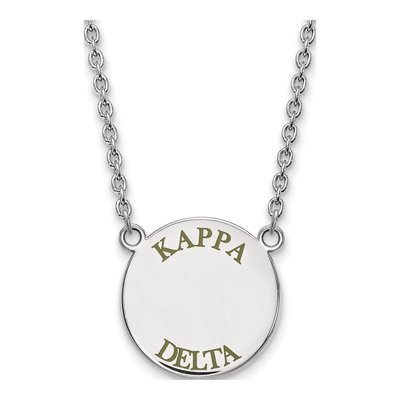 Kappa Delta Sterling Silver Large Enamel Pendant Necklace
