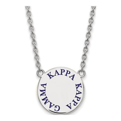 Kappa Kappa Gamma Sterling Silver Large Enamel Pendant Necklace