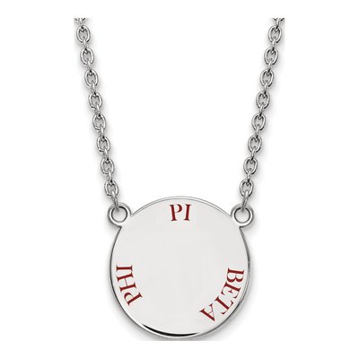 Pi Beta Phi Sterling Silver Sorority Text Large Color Enamel Necklace