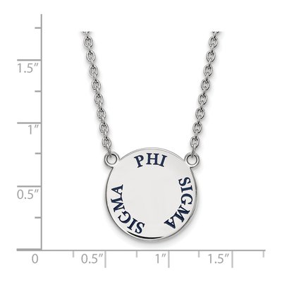 Phi Sigma Sigma Sterling Silver Sorority Text Large Color Enamel Necklace – view 2