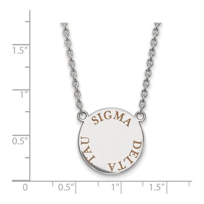 Sigma Delta Tau Sterling Silver Sorority Text Large Color Enamel Necklace – view 2