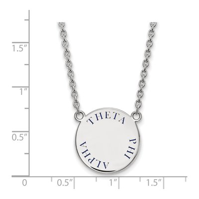 Theta Phi Alpha Sterling Silver Sorority Text Large Color Enamel Pendant Necklace – view 2