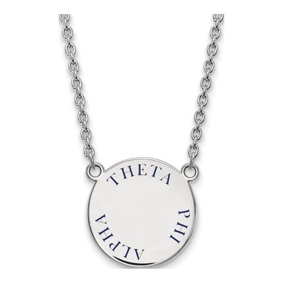 Theta Phi Alpha Sterling Silver Sorority Text Large Color Enamel Pendant Necklace