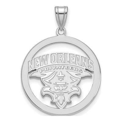 University of New Orleans Sterling Silver U-N-O Extra Large Circle Pendant