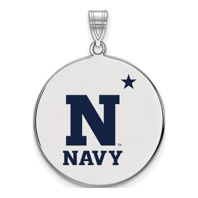 United States Naval Academy Sterling Silver Extra Large US Enameled Disc Pendant