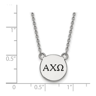 Alpha Chi Omega Sterling Silver Sorority Greek Letters Small Black Enamel Necklace – view 2