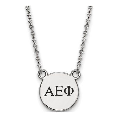 Alpha Epsilon Phi Sterling Silver Sorority Greek Letters Extra Small Black Necklace