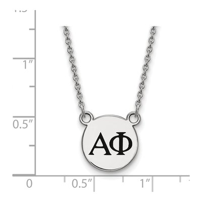 Alpha Phi Sterling Silver Sorority Greek Letters Small Black Enamel Pendant Necklace – view 2