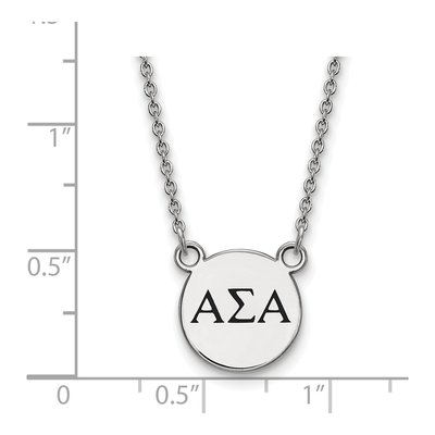 Alpha Sigma Alpha Sterling Silver Sorority Greek Letters Small Black Enamel Necklace – view 2