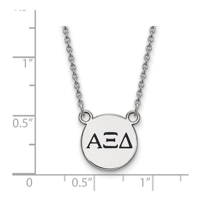Alpha Xi Delta Sterling Silver Sorority Greek Letters Small Black Enamel Necklace – view 2