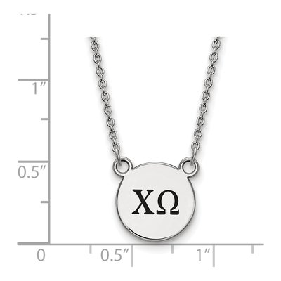 Chi Omega Sterling Silver Sorority Greek Letters Small Black Enamel Necklace – view 2