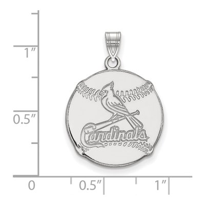 St. Louis Cardinals Sterling Silver Large Rh-P Baseball Pendant – view 2