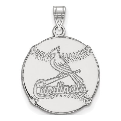 St. Louis Cardinals Sterling Silver Large Rh-P Baseball Pendant