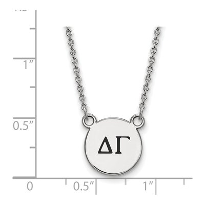 Delta Gamma Sterling Silver Sorority Greek Letters Small Black Enamel Necklace – view 2