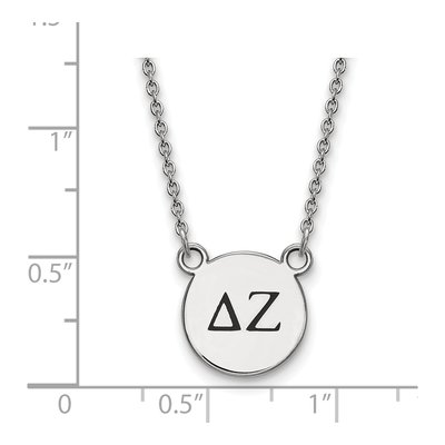 Delta Zeta Sterling Silver Sorority Greek Letters Small Black Enamel Necklace – view 2