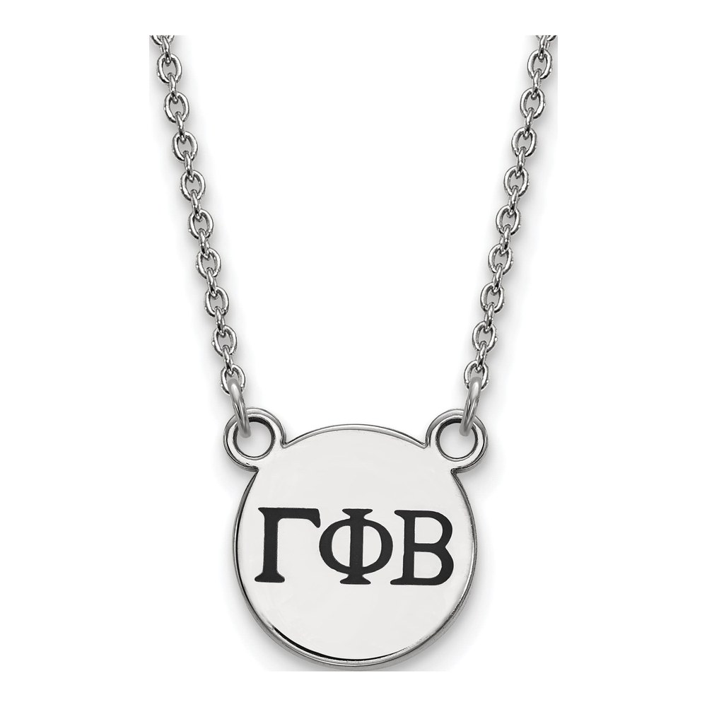 Gamma Phi Beta Sterling Silver Sorority Greek Letters Small Black Enamel Necklace