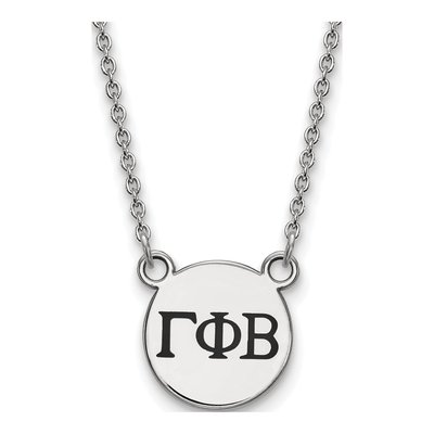 Gamma Phi Beta Sterling Silver Sorority Greek Letters Small Black Enamel Necklace