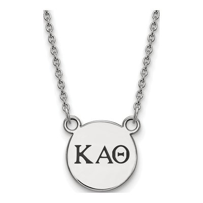 Kappa Alpha Theta Sterling Silver Sorority Greek Letters Small Black Enamel Necklace