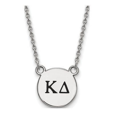 Kappa Delta Sterling Silver Sorority Greek Letters Small Black Enamel Necklace