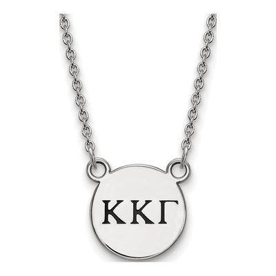Kappa Kappa Gamma Sterling Silver Sorority Greek Letters Small Black Enamel Necklace