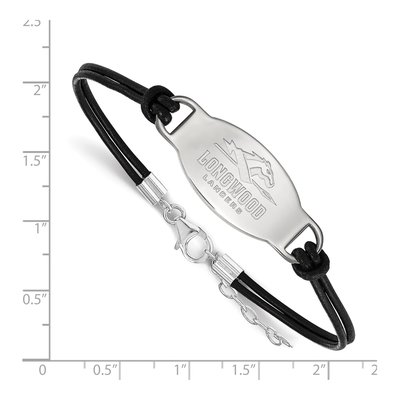 Longwood University Sterling Silver Large Lancers Leather Bracelet – view 2
