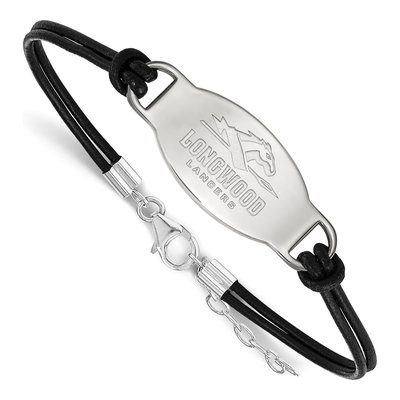 Longwood University Sterling Silver Large Lancers Leather Bracelet