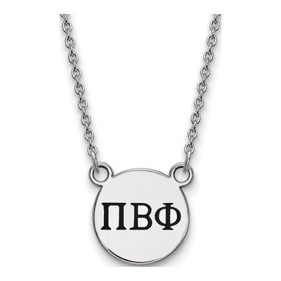 Pi Beta Phi Sterling Silver Sorority Greek Letters Small Black Enamel Necklace