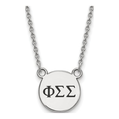 Phi Sigma Sigma Sterling Silver Sorority Greek Letters Small Black Enamel Necklace