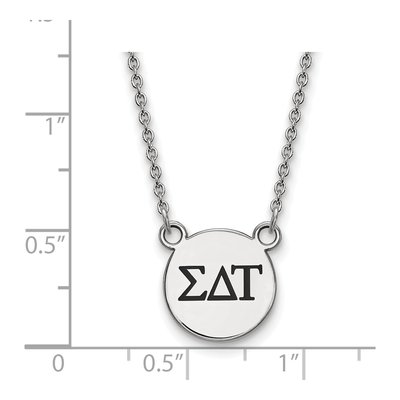 Sigma Delta Tau Sterling Silver Sorority Greek Letters Small Black Enamel Necklace – view 2
