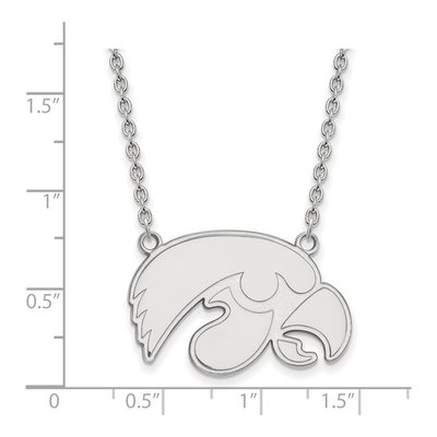 University of Iowa Sterling Silver Large Hawk Necklace – view 2