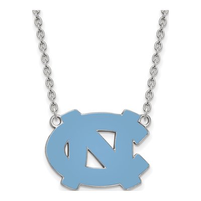 University of North Carolina Sterling Silver Large UNC Tar Heels Enamel Pendant Necklace