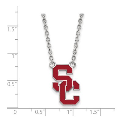 University of Southern California Sterling Silver Large USC S-C Enameled Pendant Necklace – view 2